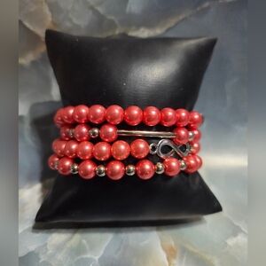 paparazzi Red Beaded Wrap Bracelet with Silver Accent